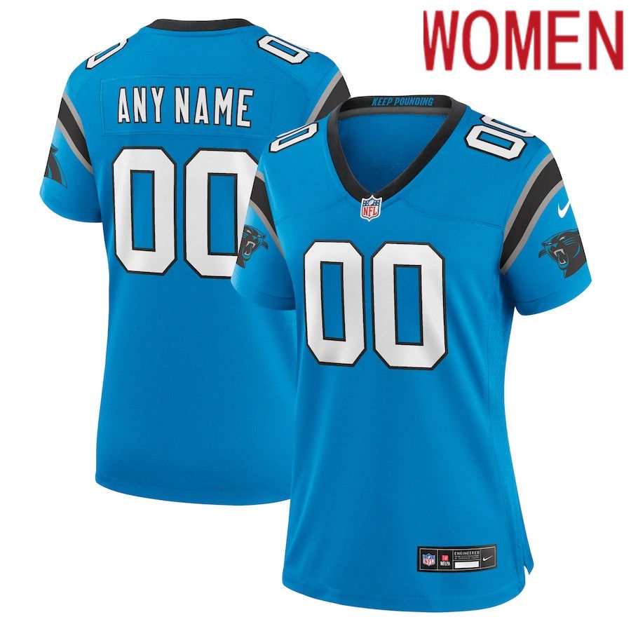 Women Carolina Panthers Nike Blue Alternate Custom Game NFL Jersey->->Custom Jersey